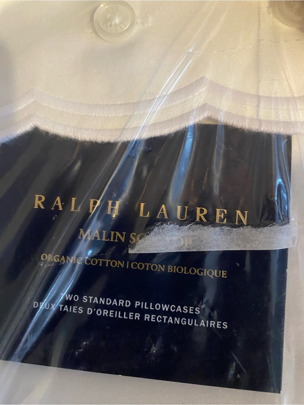 2 Ralph Lauren White Scalloped Edge Organic Cotton Pillowcase Pair - Picture 3 of 4